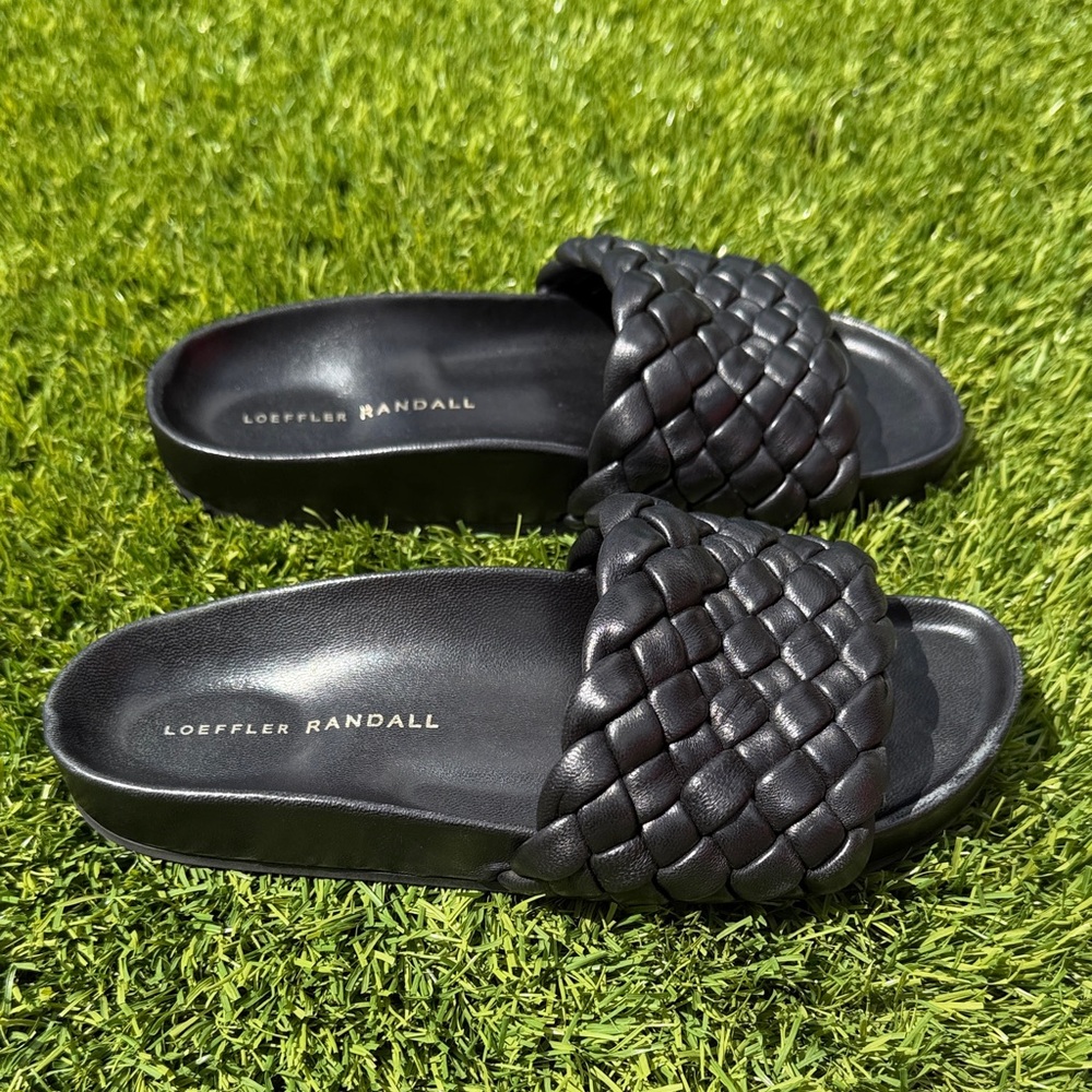 Loeffler Randall Black Braided Slide Sandals size 5
